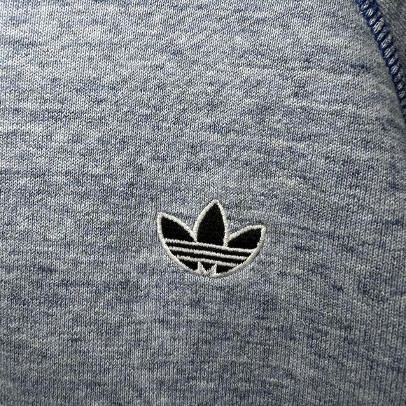 Adidas Trefoil Crew Neck Sweatshirt Womens Size Medium Blue Heathered Terry - Picture 5 of 13